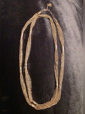 Monet Liquid Silver Multi Strand Mesh Chain Waterfall Statement Necklace Layered